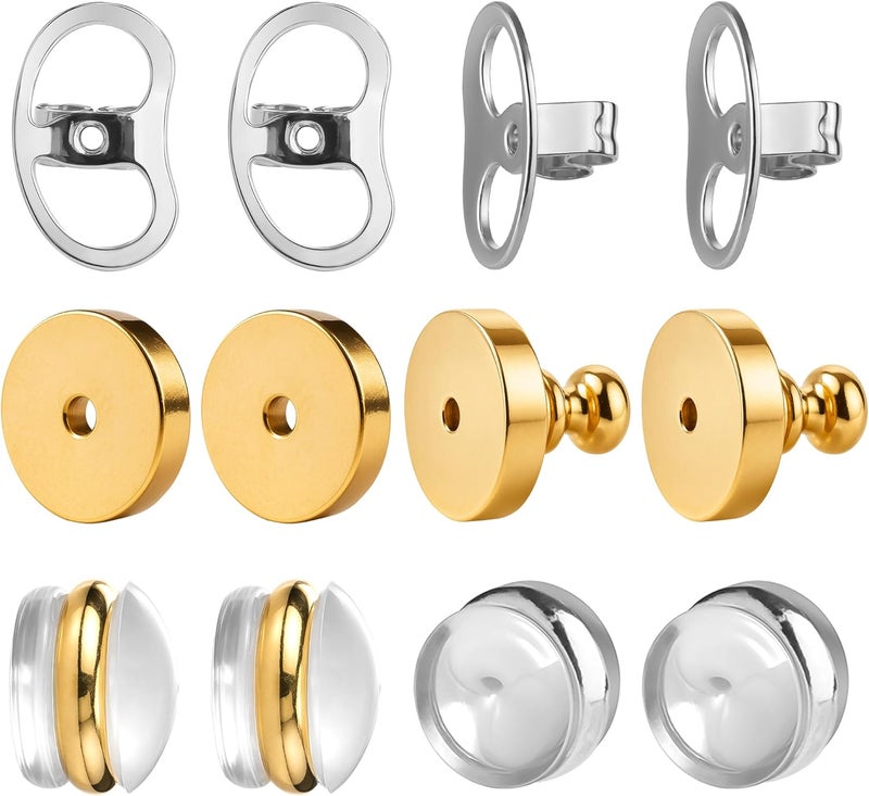Goffing Earring Backs for Droopy Ears Heavy Earrings - Replacements Locking Ear Supports | 6 Pairs Secure Stud Clutches for Sensitive Skin(Droopy 2 - Image 1